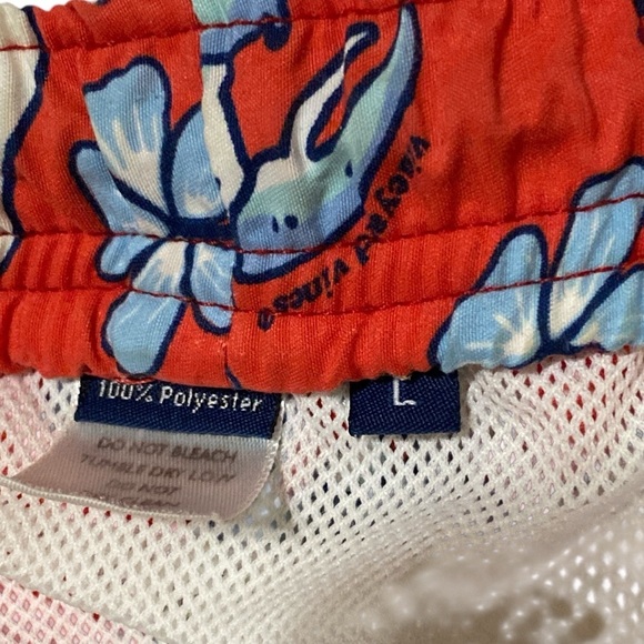 VINYARD VINES MEN’S SWIM SHORTS Floral Red Large Like New Drawstring Waistband - Picture 12 of 15